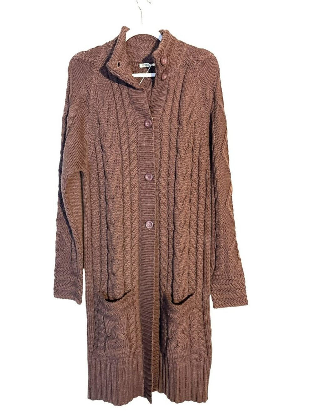 NWT WoolOvers  Aran Pure Wool Knit Coatigan Purple Mist Large